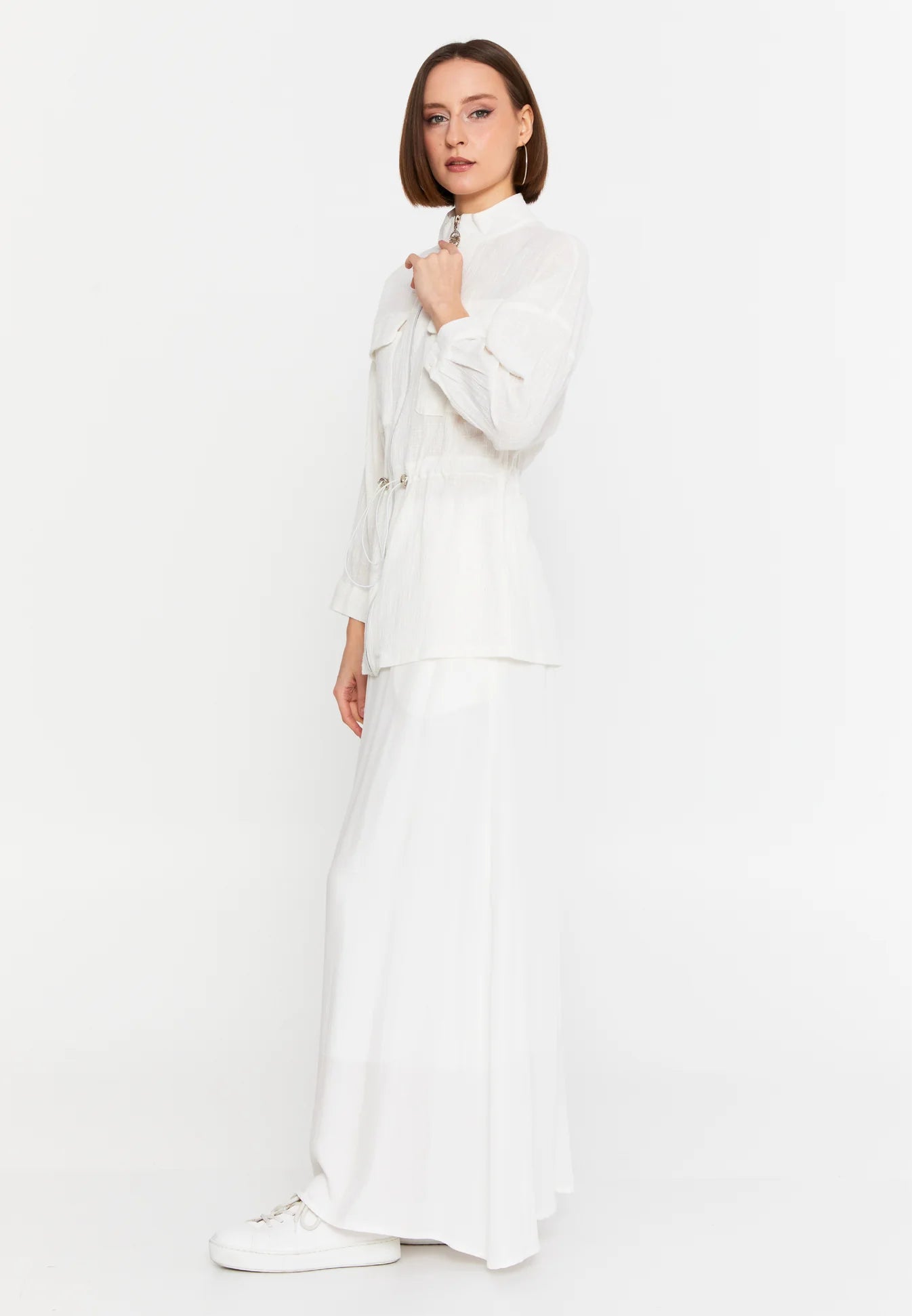 The Linen-Blend Zip-Front Two-Piece Set