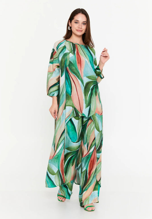 The Patterned Linen-Blend Two-Piece Set
