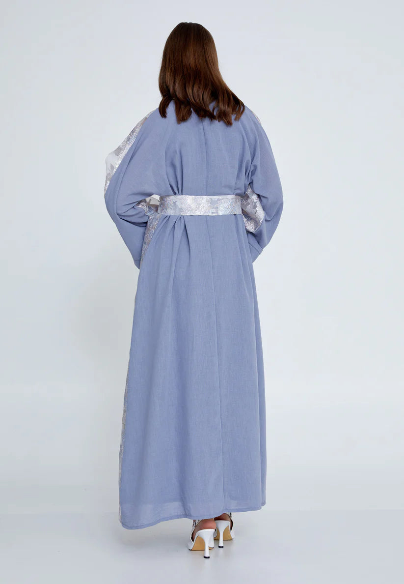 The Delicate Floral Tulle Overlay Abaya set